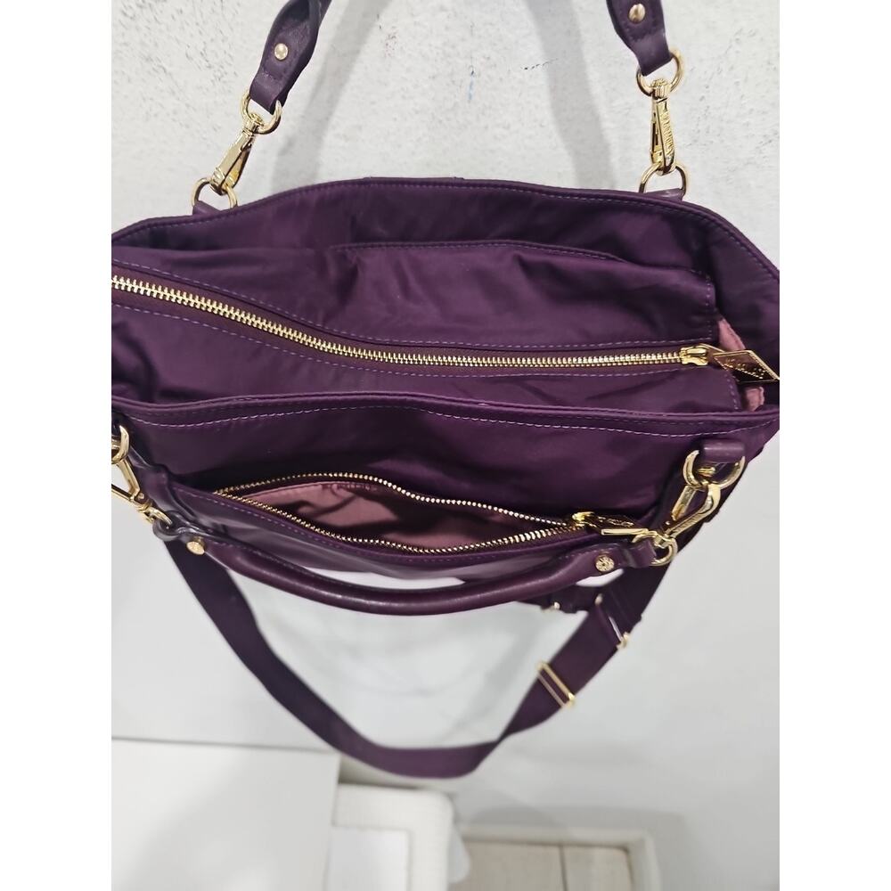 MZ Wallace Burgundy Toni Bedford Nylon W/ Leather Accent Shoulder Bag - Picture 6 of 12